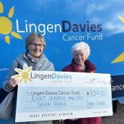 Liz Houghton and her mum Doreen Ivison with the donated cheque.