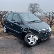 One of the vehicles involved in the crash on the A49.