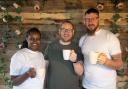 Jean and Mark Armstrong, who have launched New Eden Coffee Roasters, with Barry Appleby, centre, senior pastor of Woodbank Community Church in Whitehaven