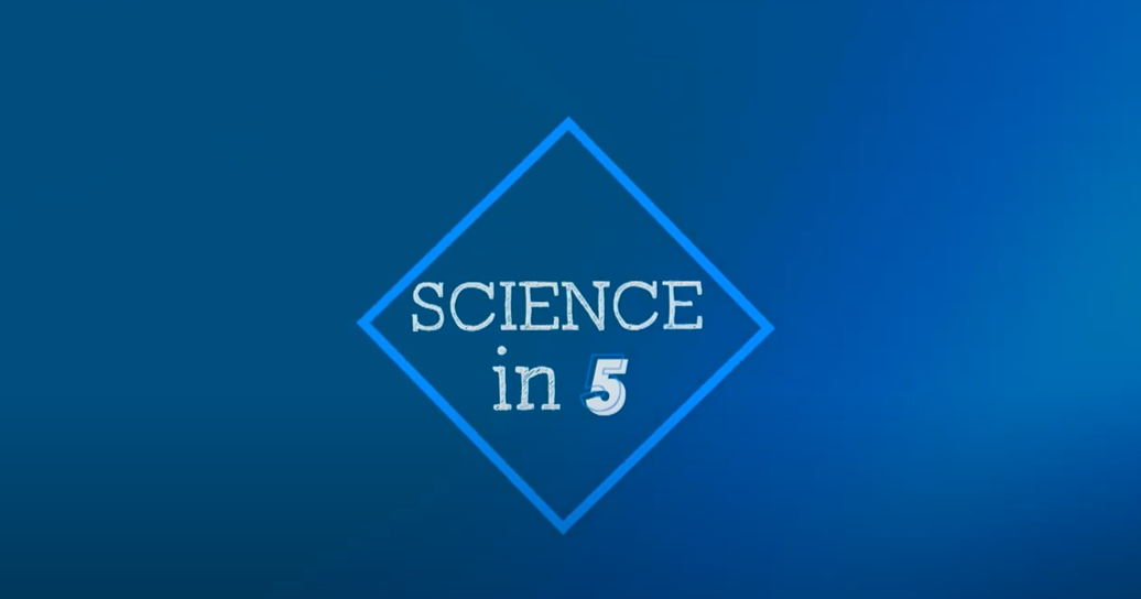 text - Science in 5 on blue background