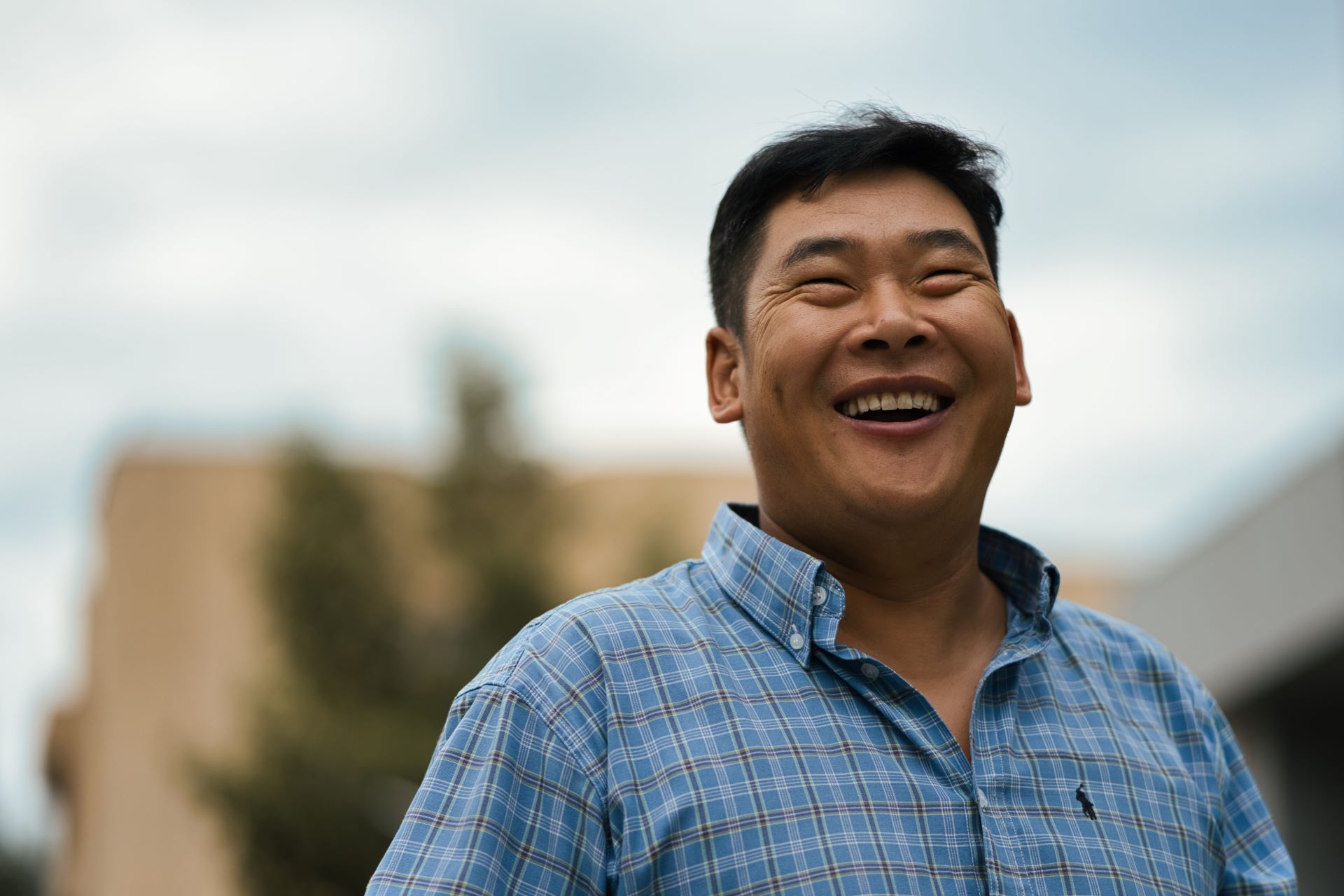 A doctor smiles outside in Mongolia