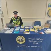 PC Andrew Dockerill at the surgery’s stall at Birchwood Leisure Centre in Hatfield.