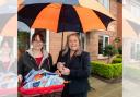 Stef Hazlegreaves from Usbourne (left) and Bellway sales advisor Pauline Holmes (right) with books