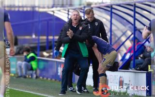 An animated Nigel Adkins on the touchline during Tranmere's 3-2 win over AFC Wimbledon