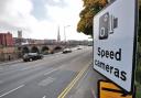 WARNING: A sign warning motorists about speed cameras on the approach to Worcester Bridge