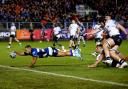 Olliw Lawrence scored one of Bath's tries in the 20-19 win over Bristol Bears