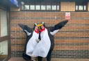 Wishing Well Nurseries staff Jess Baylis and Laura Warden dressed as penguins and selling raffle tickets.