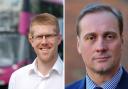 CLASH: Tom Collins (left), the Labour candidate, and Marc Bayliss, the Conservative candidate, have differing views about bus services in Worcester