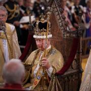 King Charles III being coronated at Westminster Abbey in 2023