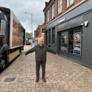 CONCERN: Cllr Alan Amos has raised concerns about parking on new block paving outside Domino's pizza in St John's in Worcester