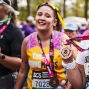 Former Royal Grammar School Worcester pupil Tasha Kimberley finishes the London Marathon in memory of her brother James