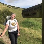 Bev Simpson from Pocklington doing the Wold Walk for St Leonard’s Hospice