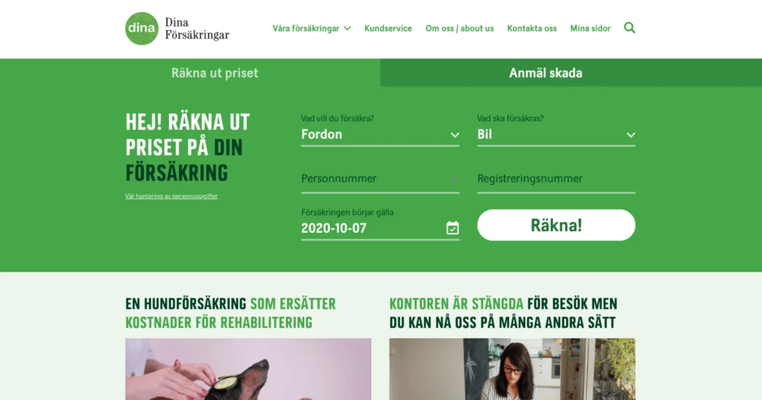 Dina Försäkringar hemsida