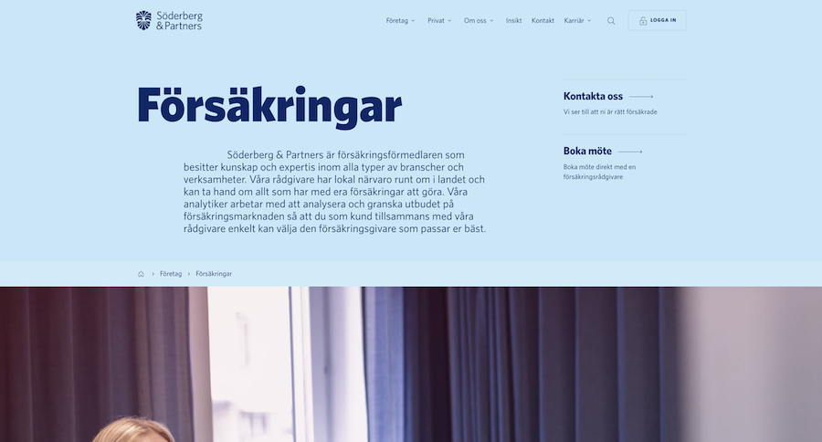 Söderberg & Partners Företagsförsäkringar hemsida