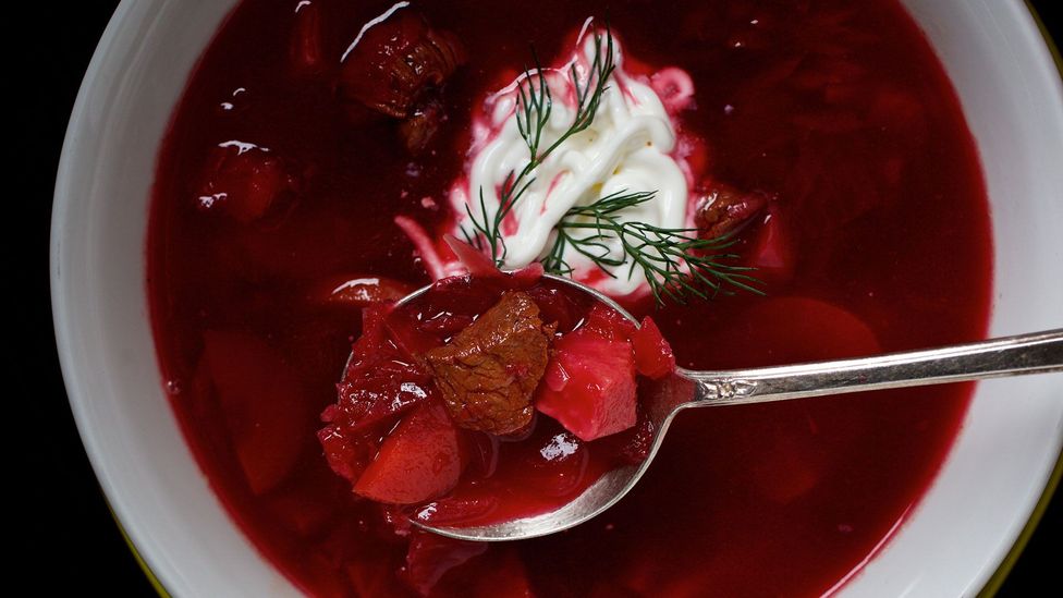 Ukrainian borsch, made with meat, cabbage, potatoes and beetroot, is by far the best-known version (Credit: Deb Lindsey For The Washington Post/Getty Images)
