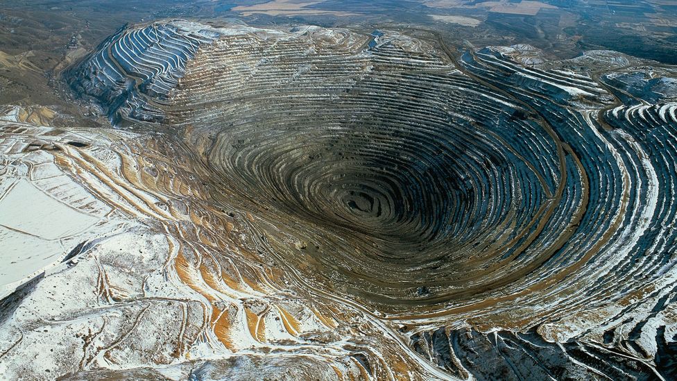 Like the whorl of a giant fingerprint: Bingham Canyon Mine, also known as the Kennecott Copper Mine, Utah (Credit: Getty Images)