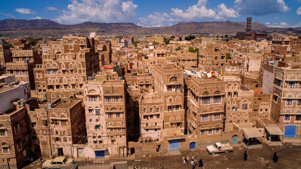 Mud houses in Sanaa in Yemen