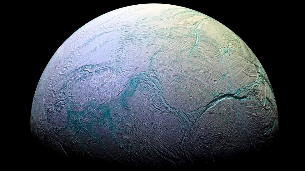 Saturn's icy moon Enceladus (Credit: Getty Images)