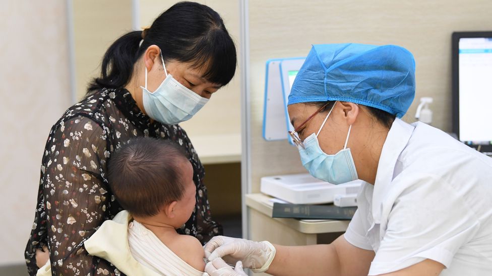 A child receives a chickenpox vaccine in Guizhou Province, China (Credit: Getty Images)