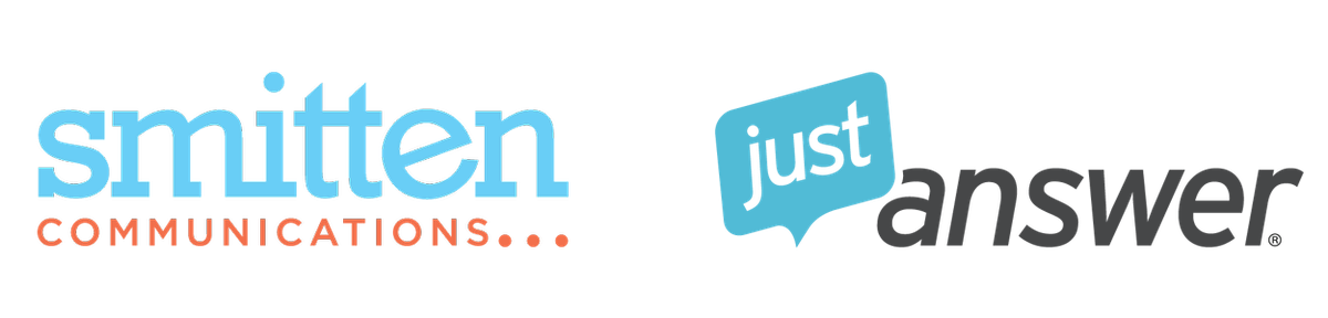 Image depicting Smitten Communications and JustAnswer logo